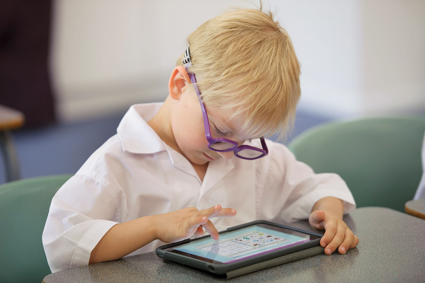 student on iPad