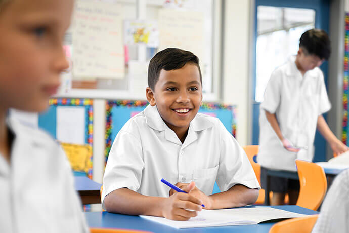 student at desk